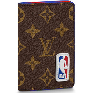 Louis Vuitton NBA Brown Monogram Canvas Red Logo Patch Pocket Organizer Wallet
